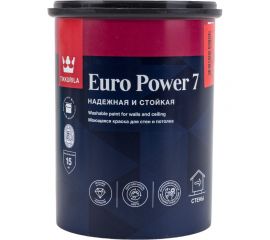 Моющаяся краска для стен и потолков TIKKURILA euro power-7 база с 0,9 л 18923 