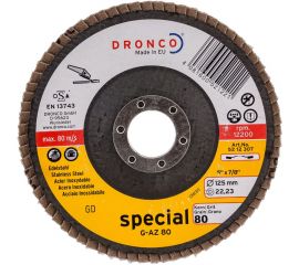 Диск абразивный лепестковый торцевой G-AZ K80 (125х22.23 мм) DRONCO 5212307 