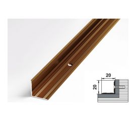 Порог угловой внутренний алюминиевый ЛУКА (20х20 мм, 1,35 м, порошковое покрытие, Бронза) 00000002912 