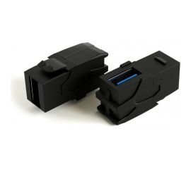 Вставка Hyperline KJ1-USB-VA3-BK формата Keystone Jack с проходным адаптером USB 3.0 (Type A), 90 градусов, ROHS, черная 251219 