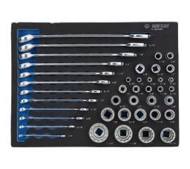 Набор комбинированных ключей, набор торцевых головок 1/4""&3/8""&1/2"", ложемент, 40 предметов KING TONY 9-9040SRV 