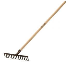 Садовые грабли с деревянным черенком GRINDA 14 прямых зубьев, 360х80х1300 мм 39583-14 