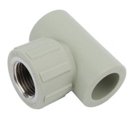 Комбинированный тройник ПОЛИТЭК 20x1/2 с внутренней резьбой PPRC серый 9500002012С 