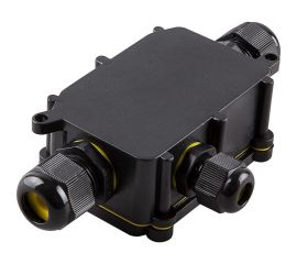 Распределительная коробка STEKKER LD523 водонепроницаемая на 3 выхода, 450V, 140x78x36, черный 49121 