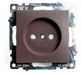 1-местная розетка без заземления (механизм) STEKKER GLS10-7109-04, 250V, 10А с защитной шторкой, серия Катрин, шоколад 49025 