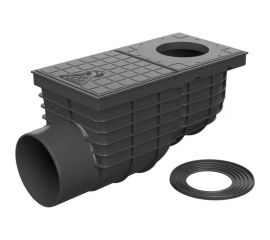 Дождеприёмник-трап со сливом из крыши MCH Chudej с боковым сливом, D110, стандарт, черный 325 G 