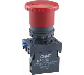 Кнопка управления CHINT "Грибок" d40мм с фиксацией NP8-01ZS/14 красн. 1НЗ IP65 (R) 667210 
