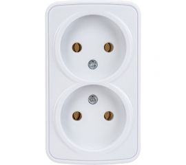 Розетка Intro Polo 3-203-01 без заземления двойная 2x2P, 16A-250В, IP20, открытая установка, белый, Б0053565 