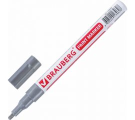 Лаковый маркер-краска 1-2 мм, серебряный, нитро-основа, алюминиевый корпус BRAUBERG 150866 