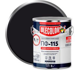 Эмаль OLECOLOR ПФ-115 черный матовый, 5 кг 4300007300 