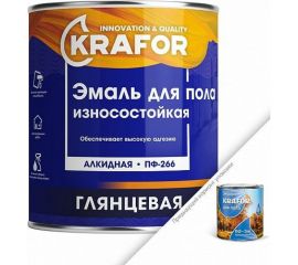 Эмаль KRAFOR ПФ-266 красно-коричневая 20 кг 1 26069 