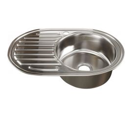 Мойка mixline овальная, 50х77х18 см, 0.8, правый выпуск 3 1/2, с сифоном 533708 