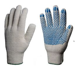 Перчатки Факел Стандарт х/б, 10класс, ПВХ-точка, 116текс, белые, 10 пар 87479517 