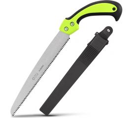 Садовая пила с ножнами DELI DL580927 270 мм, сталь 65MN, 7 зубьев на дюйм, обрезиненная ручка, 3D заточка, двухрядное распределение кромок 114779 