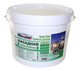 Водоэмульсионная фасадная краска Movatex супербелая, моющаяся, 10 кг Т02333 