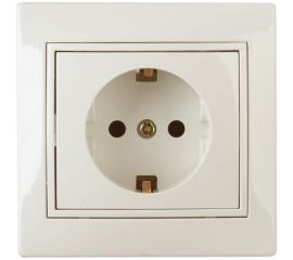 Розетка Intro Plano 1-202-02 с заземлением 2P+E Schuko, 16А-250В, IP20, СУ, слоновая кость, Б0053876 