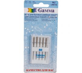 Иглы для бытовых швейных машин для джинсы NJ №80/12 5 шт. Gamma 110979 