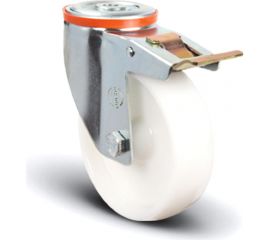 Колесо нейлоновое поворотное под болт М12 с тормозом 100 мм MFK-TORG EM04-ZKZ-100-F 