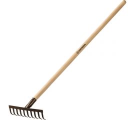 Садовые грабли с деревянным черенком GRINDA 10 прямых зубьев, 260х80х1300 мм 39583-10 