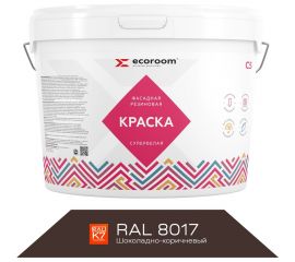Фасадная резиновая краска ECOROOM RAL 8017 шоколадно-коричневый, 14 кг Е-Кр -119/8017 
