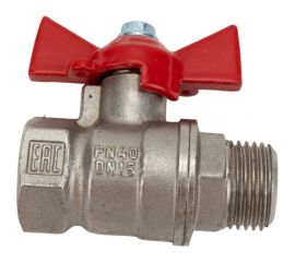 Шаровой для воды VALFEX 1/2"" ВР/НР бабочка, никелированная латунь 11Б27фт1М VF.218.NB1.012.Bir 