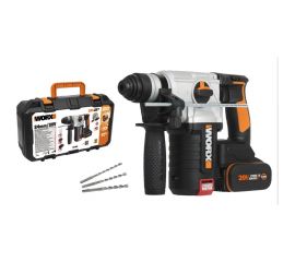 Аккумуляторный бесщеточный перфоратор WORX 20В, 4Ач x2, ЗУ 2А, кейс WX380 