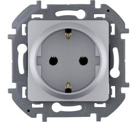 Розетка Legrand 2К+З - немецкий стандарт - 16 А - 250 В - INSPIRIA - алюминий 673722 