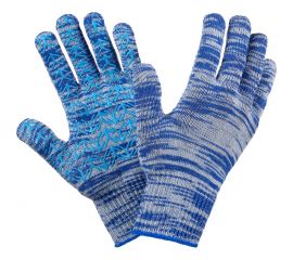 Трикотажные перчатки с ПВХ Фабрика перчаток 10 класс, 6 нитей, синие 6-10-ПЛ-СИН-(L) 