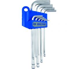 Набор Г-образных шестигранников с шаровым окончанием (1,5-10 мм, 9 предметов) KING TONY 20110MR 