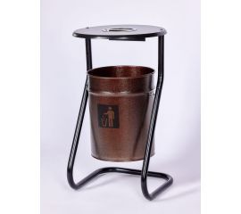 Металлическая уличная урна ПРОФМЕТСТИЛЬ коричневая, с пепельницей 602 