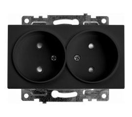 2-местная розетка STEKKER с защитной шторкой механизм без заземления, 10А Катрин, GLS10-7113-05, черный 39611 
