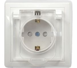 1-местная розетка с защитными шторками с крышкой IEK КВАРТА РСбш10-3-ККБ-44 с заземляющим контактом, керамика, IP44, 16А, белый ERK70-K01-10-DM-44 