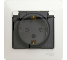 Розетка Schneider Electric 1-местная СП Glossa 16А IP44 с крышкой в сборе перламутр GSL000648 