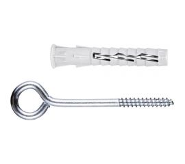 Универсальный дюбель Tecfi VZ нейлон 8x52 с шурупом-кольцом 4 шт - пакет 147448 