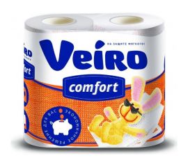 Туалетная бумага Veiro Comfort 2-х слойная ОРАНЖЕВАЯ, 4 шт 43653 