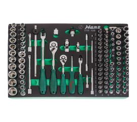 Набор бит, торцевых головок и аксессуаров Hans на 1/4"", 3/8"", 108 предметов, ложемент TTF-108 