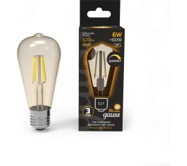 Диммируемая лампа Gauss Filament ST64 6W 620lm 2400К Е27 golden LED 1/10/40 102802006-D 