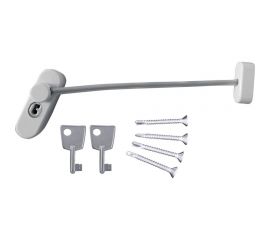 Блокирующий замок для ПВХ окон с тросиком и ключом DORF 2 ключа, белый SL-04_White 