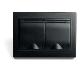 2-местная розетка STEKKER с заземлением, с крышкой, pst16-9015-03, 250В, 16а, серия эрна, черный, 49138 