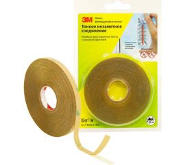 Клейкая двусторонняя лента с высокой адгезией 3М прозрачная, 6 мм х 15 м 93020 4687202916153 