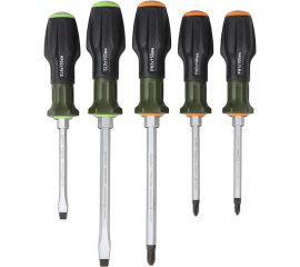 Набор усиленных отверток Дело Техники с трехкомпонентными рукоятками, 6,0 х1,2х100; 8,0х1,6х150; РН1х100; РН2х100; РН3х150 мм, 5 штук 748050 