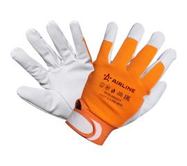 Комбинированные перчатки Airline натуральная кожа/хлопок, р.XL, оранжевый/серый AWG-S-14 