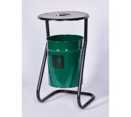 Металлическая уличная урна ПРОФМЕТСТИЛЬ зеленая, с пепельницей 600 