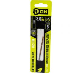 Сверло по металлу HSS TIN 3x61 мм, нитридтитановое покрытие On 14-21-030 