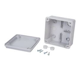 Распределительная двухкомпонентная коробка RUVinil открытой проводки 100x100x50мм, 7 вводов, IP65, серый 67250 