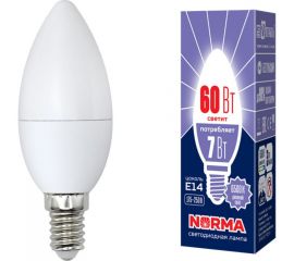 Светодиодная лампа Volpe LED-C37-7W/DW/E14/FR/NR. Форма свеча, матовая. UL-00003794 