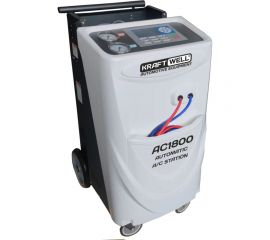Установка для заправки автомобильных кондиционеров KraftWell с сенсорным дисплеем, автоматическая, фреон R-134a, 120 л/мин., внутр. ёмкость 14.5 л AC1800 