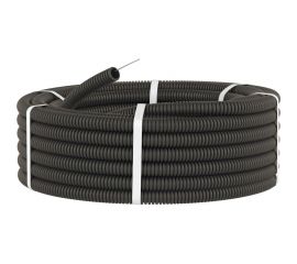 Гибкая гофрированная труба DKC ПВХ, диаметр 20 мм, лёгкая, с протяжкой, 100м, цвет черный 91920B 