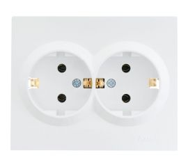 Двойная розетка Lezard VESNA с заземлением, керамика, белая 742-0200-127 
