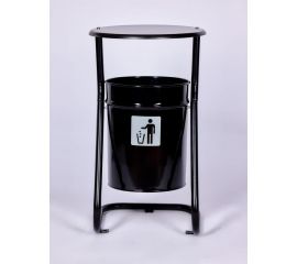 Урна уличная ПРОФМЕТСТИЛЬ металлическая, черная, с крышкой, с креплением в асфальт 648 